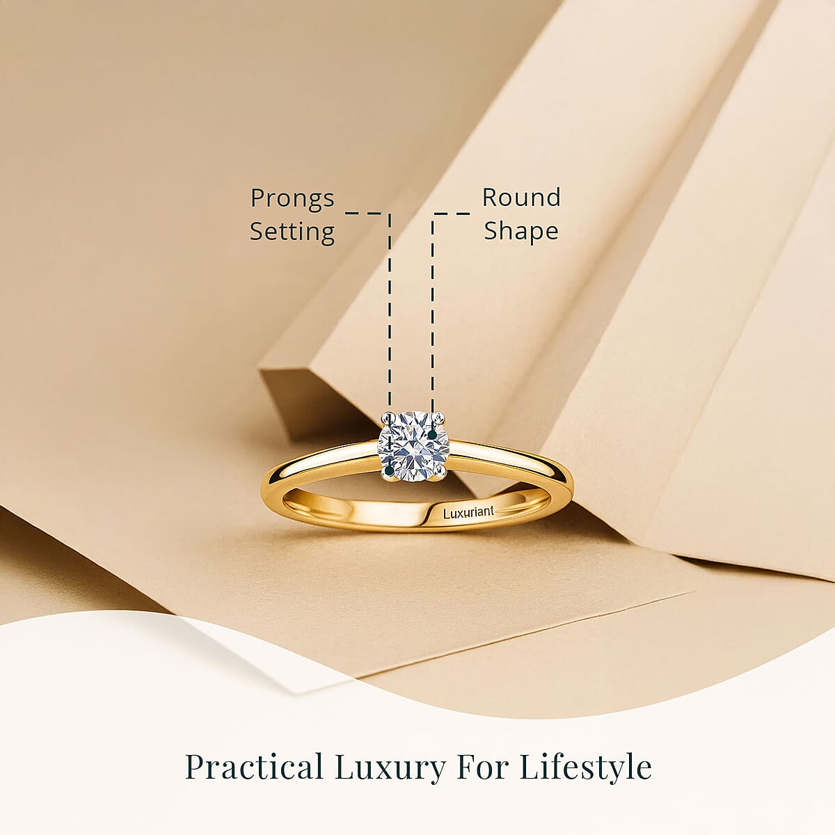 Luxuriant Lab Grown Diamond E-F VS 0.50 ctw Solitaire Ring in 18K Vermeil Yellow Gold Over Sterling Silver (Size 7.0) image number 4
