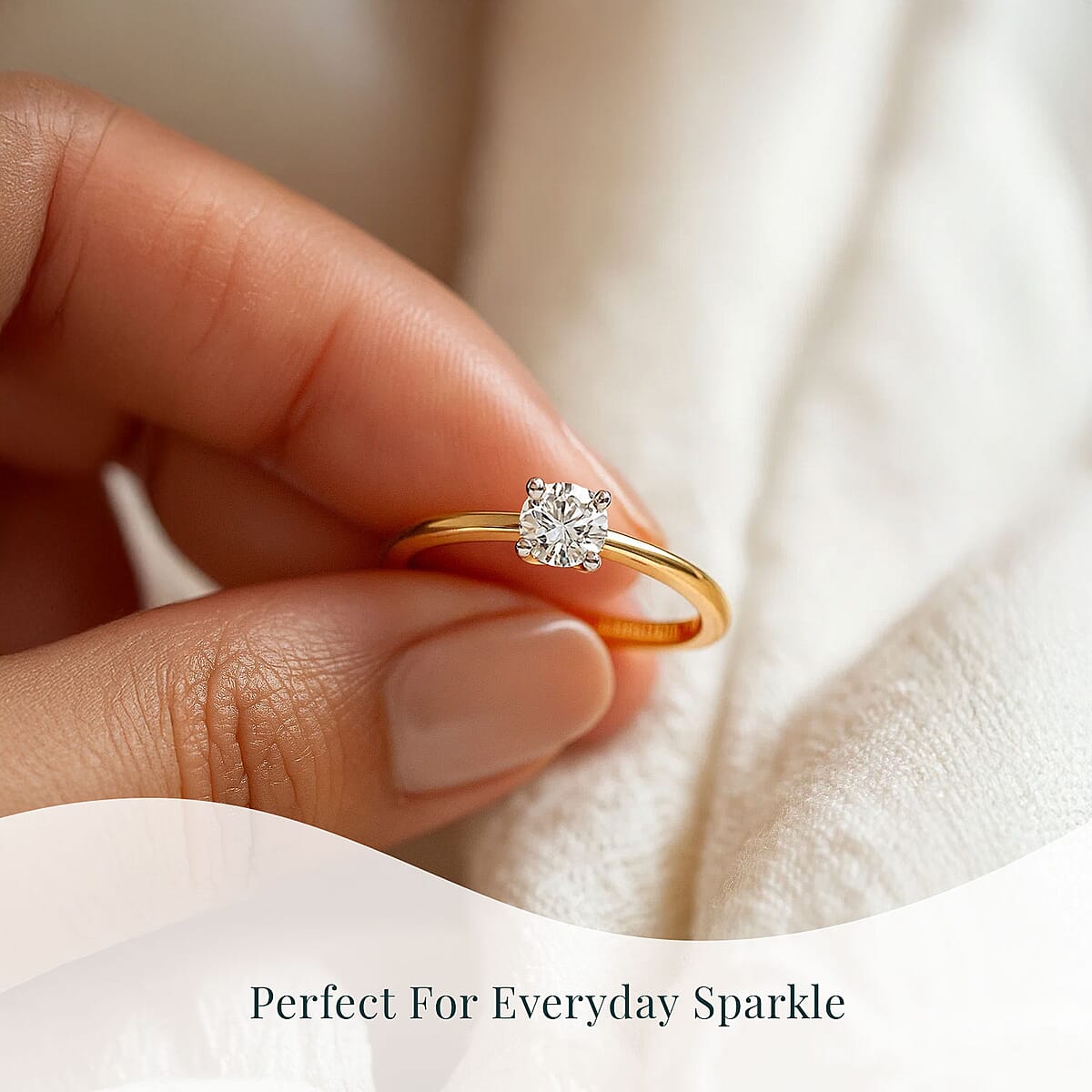Luxuriant Lab Grown Diamond E-F VS 0.50 ctw Solitaire Ring in 18K Vermeil Yellow Gold Over Sterling Silver (Size 7.0) image number 5