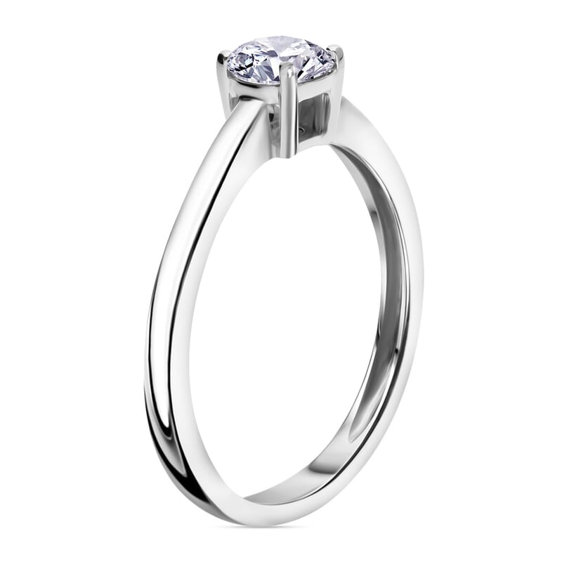 Luxuriant Lab Grown Diamond E-F VS 0.50 ctw Solitaire Ring in Rhodium Over Sterling Silver (Size 10.5)