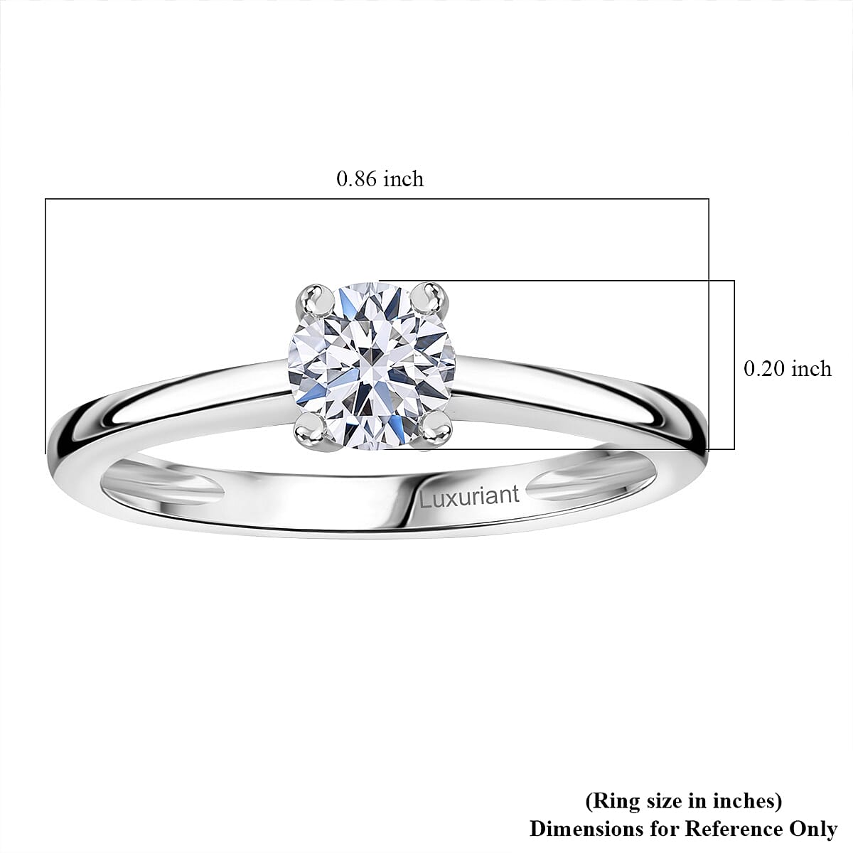 Luxuriant Lab Grown Diamond E-F VS 0.50 ctw Solitaire Ring in Rhodium Over Sterling Silver (Size 10.5) image number 4