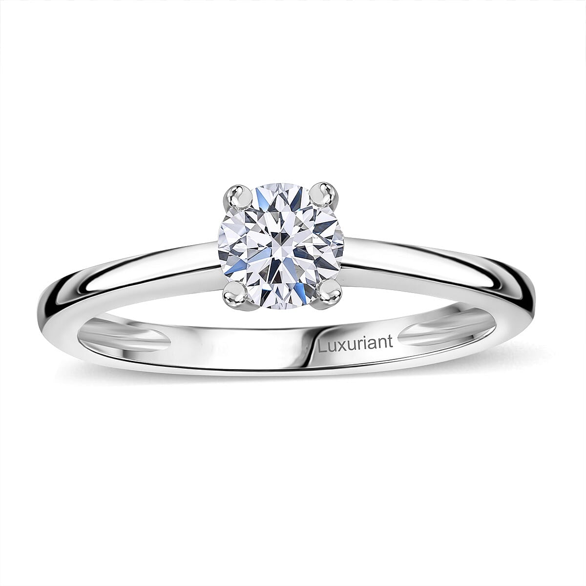 Luxuriant Lab Grown Diamond E-F VS 0.50 ctw Solitaire Ring in Rhodium Over Sterling Silver (Size 11.5) image number 0