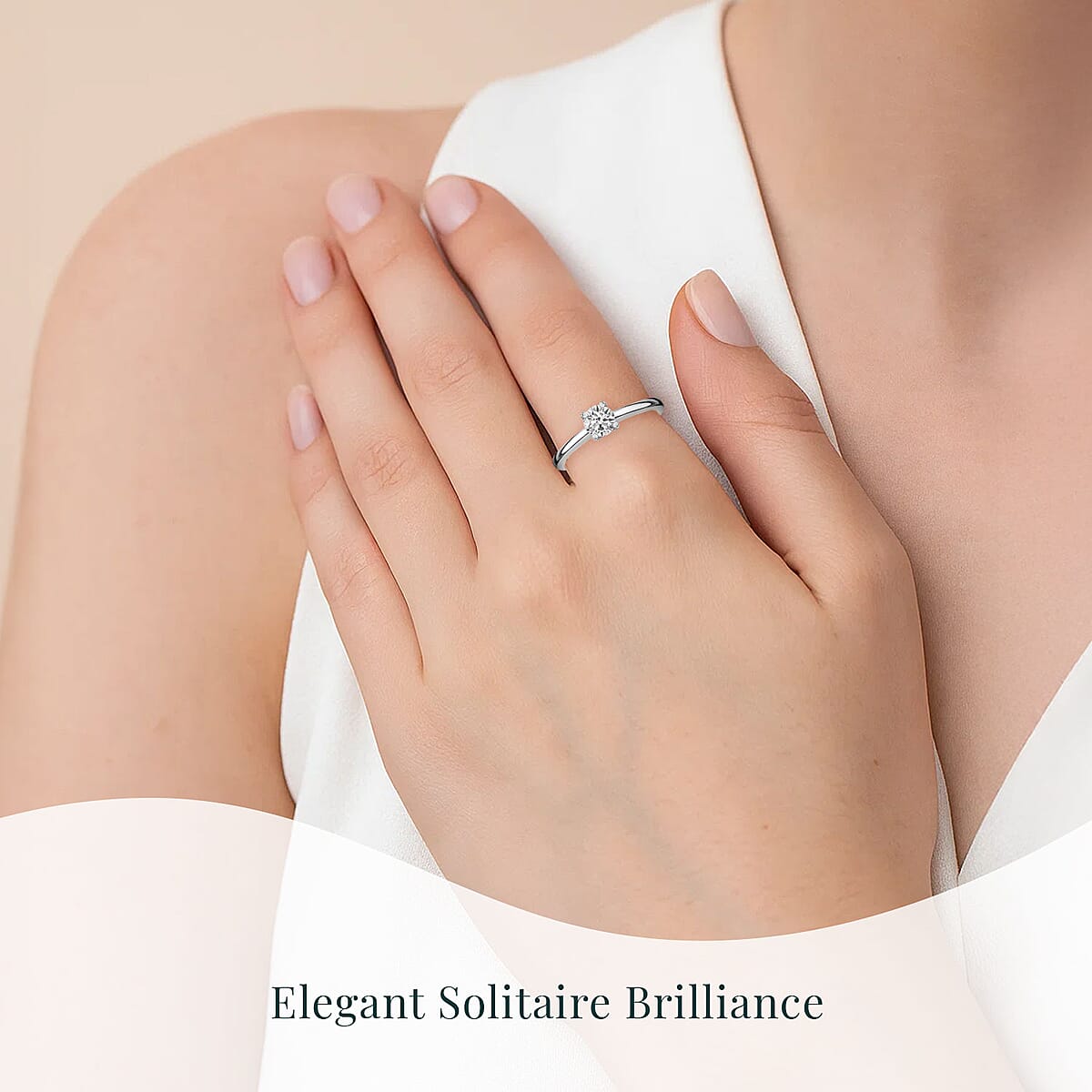 Luxuriant Lab Grown Diamond E-F VS 0.50 ctw Solitaire Ring in Rhodium Over Sterling Silver (Size 6.0) image number 1