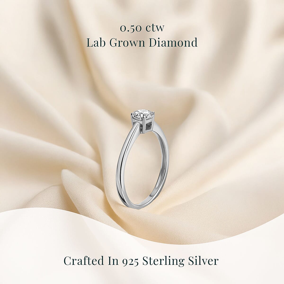 Luxuriant Lab Grown Diamond E-F VS 0.50 ctw Solitaire Ring in Rhodium Over Sterling Silver (Size 6.0) image number 2