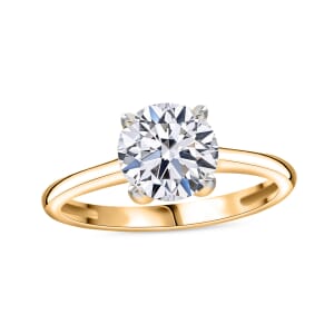 Luxuriant Lab Grown Diamond E-F VS 1.00 ctw Solitaire Ring in 18K Vermeil Yellow Gold Over Sterling Silver (Size 10.0)