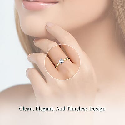 IGI Certified Luxuriant Lab Grown Diamond E-F VS 1.00 ctw Solitaire Ring in 18K Vermeil Yellow Gold Over Sterling Silver (Size 10.0)