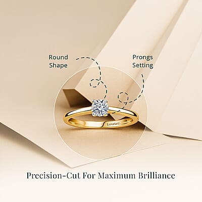 IGI Certified Luxuriant Lab Grown Diamond E-F VS 1.00 ctw Solitaire Ring in 18K Vermeil Yellow Gold Over Sterling Silver (Size 10.0)