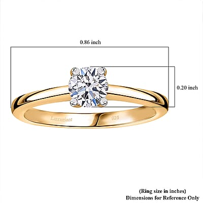 IGI Certified Luxuriant Lab Grown Diamond E-F VS 1.00 ctw Solitaire Ring in 18K Vermeil Yellow Gold Over Sterling Silver (Size 10.0)