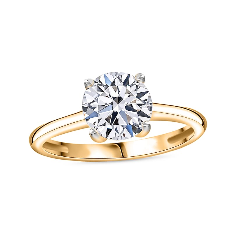 IGI Certified Luxuriant Lab Grown Diamond E-F VS 1.00 ctw Solitaire Ring in 18K Vermeil Yellow Gold Over Sterling Silver (Size 11.5)