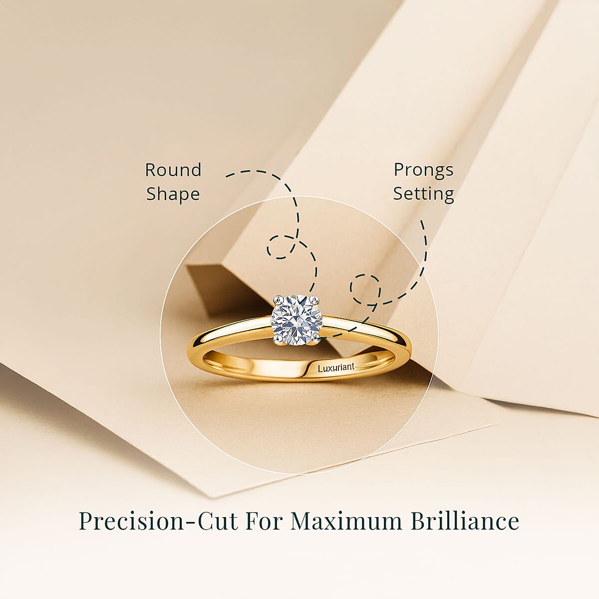 IGI Certified Luxuriant Lab Grown Diamond E-F VS 1.00 ctw Solitaire Ring in 18K Vermeil Yellow Gold Over Sterling Silver (Size 5.0) image number 4