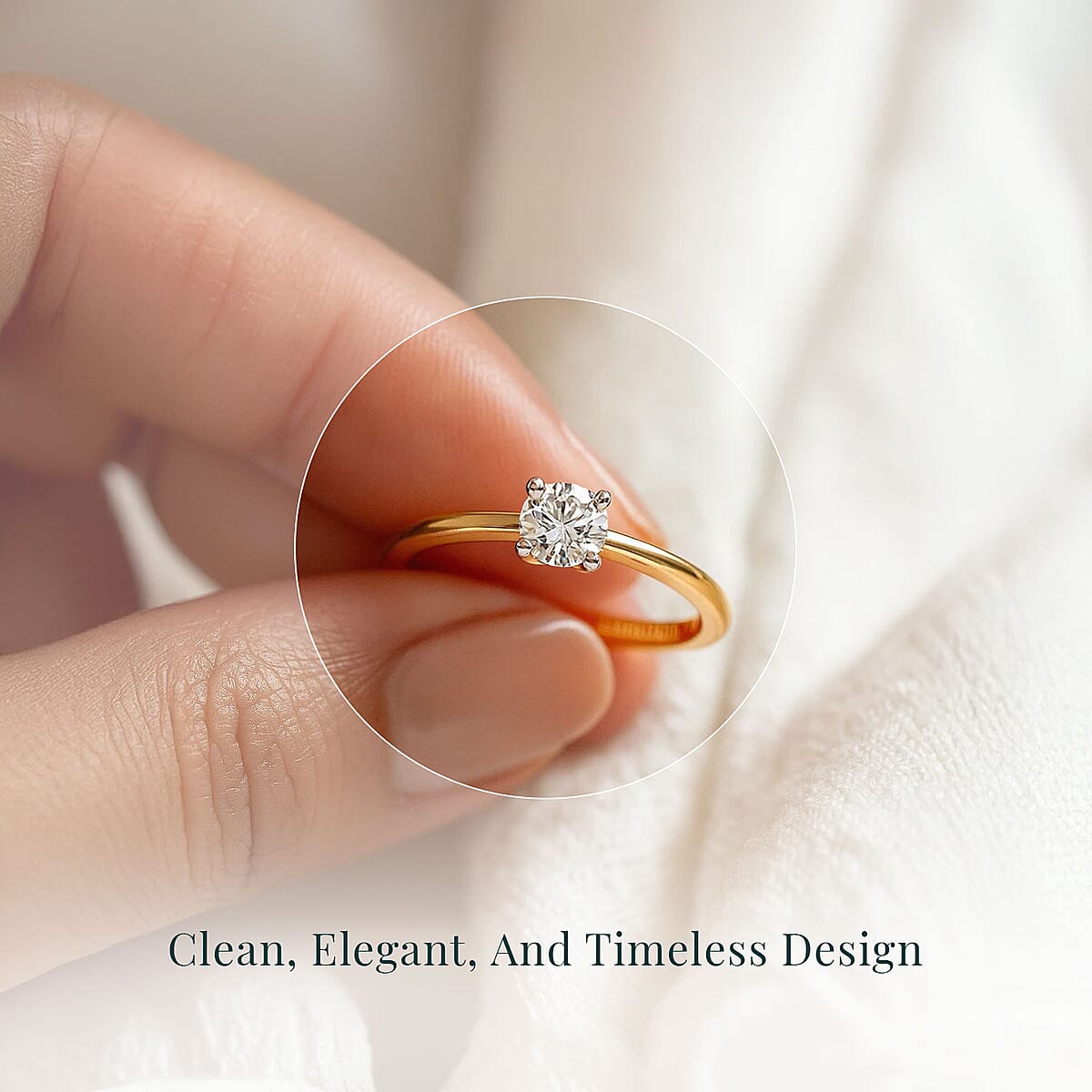 IGI Certified Luxuriant Lab Grown Diamond E-F VS 1.00 ctw Solitaire Ring in 18K Vermeil Yellow Gold Over Sterling Silver (Size 5.0) image number 5