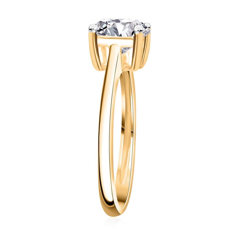 IGI Certified Luxuriant Lab Grown Diamond E-F VS 1.00 ctw Solitaire Ring in 18K Vermeil Yellow Gold Over Sterling Silver (Size 7.5)