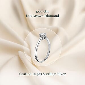 IGI Certified Luxuriant Lab Grown Diamond E-F VS 1.00 ctw Solitaire Ring in Rhodium Over Sterling Silver (Size 6.0)