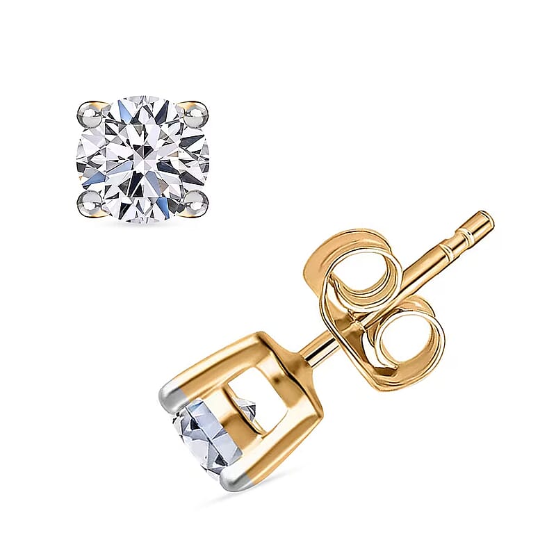 Luxuriant Lab Grown Diamond E-F VS 0.50 ctw Earrings in 18K Vermeil Yellow Gold Over Sterling Silver