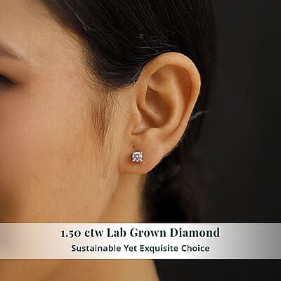 Luxuriant Lab Grown Diamond E-F VS 0.50 ctw Earrings in 18K Vermeil Yellow Gold Over Sterling Silver