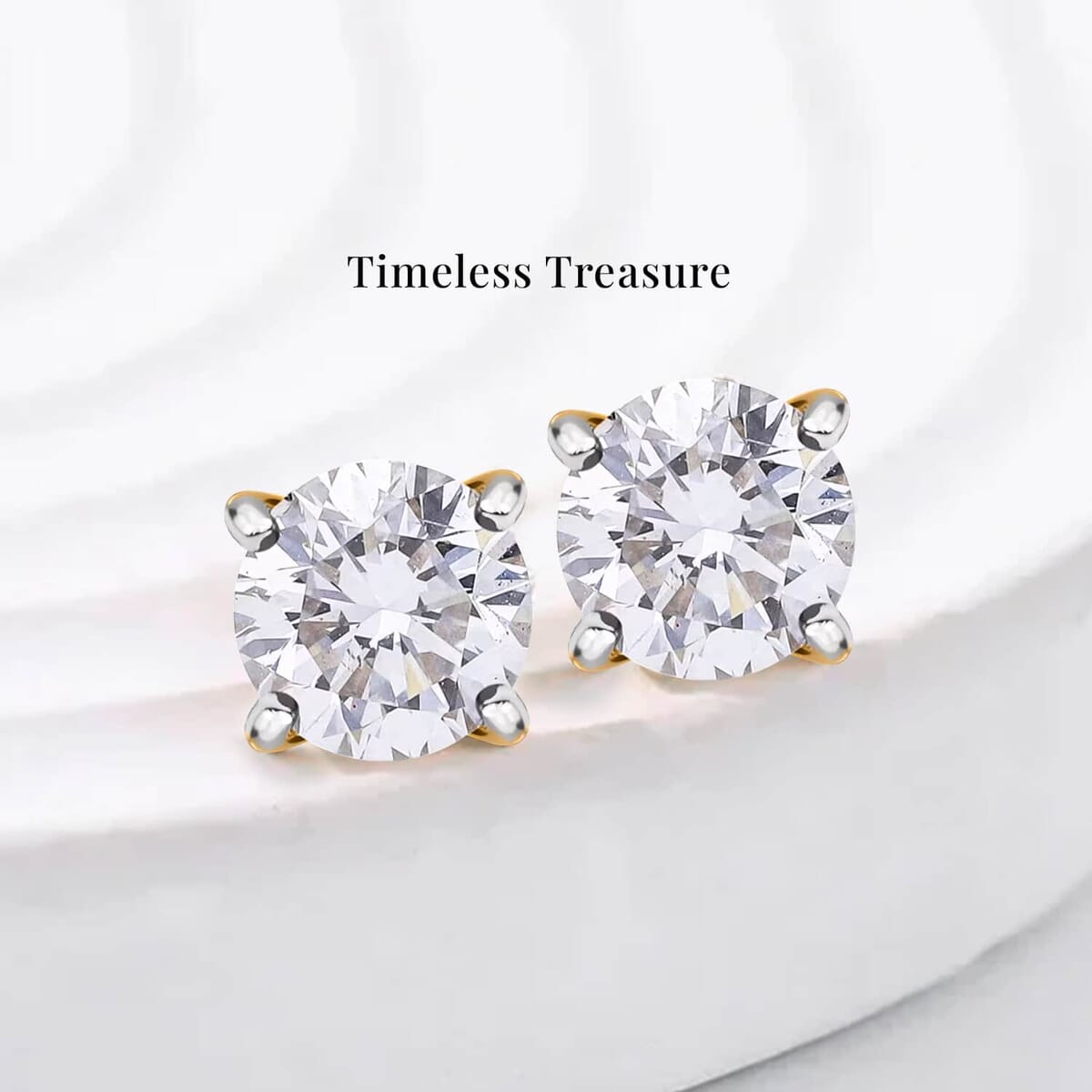 Luxuriant Lab Grown Diamond E-F VS Solitaire Stud Earrings in 18K Vermeil Yellow Gold Over Sterling Silver 0.50 ctw image number 5