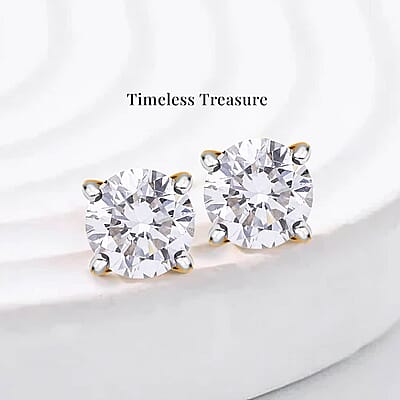 Luxuriant Lab Grown Diamond E-F VS 0.50 ctw Earrings in 18K Vermeil Yellow Gold Over Sterling Silver