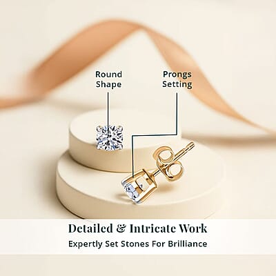 Luxuriant Lab Grown Diamond E-F VS 0.50 ctw Earrings in 18K Vermeil Yellow Gold Over Sterling Silver