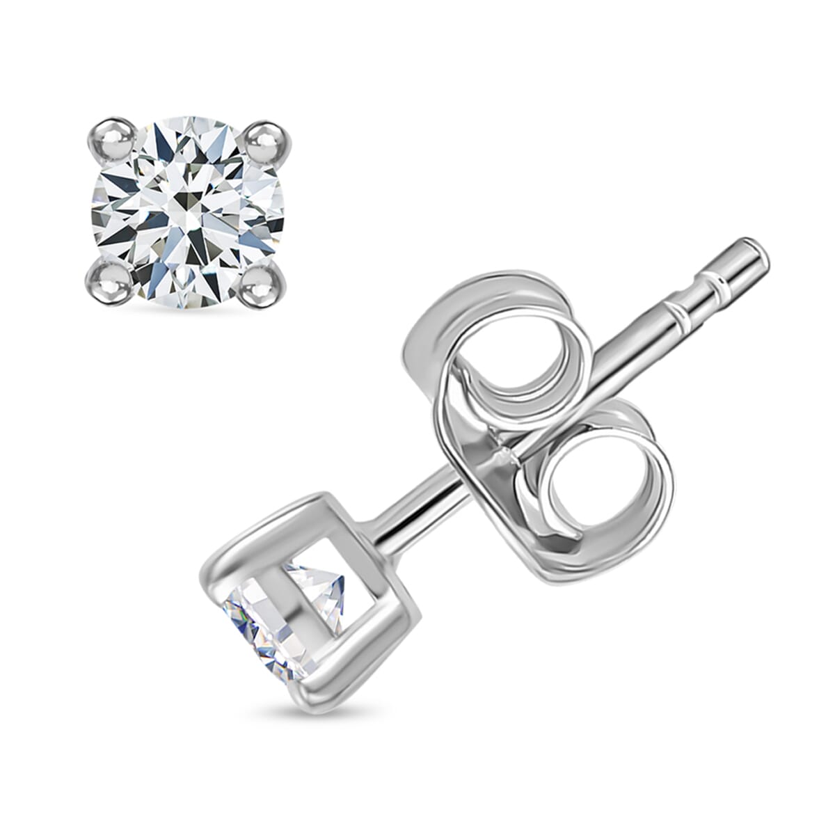 Luxuriant Lab Grown Diamond E-F VS 0.50 ctw Solitaire Stud Earrings in Rhodium Over Sterling Silver image number 0