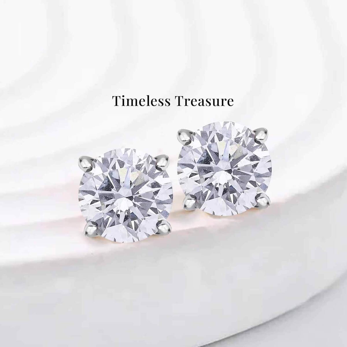 Luxuriant Lab Grown Diamond E-F VS 0.50 ctw Solitaire Stud Earrings in Rhodium Over Sterling Silver image number 6
