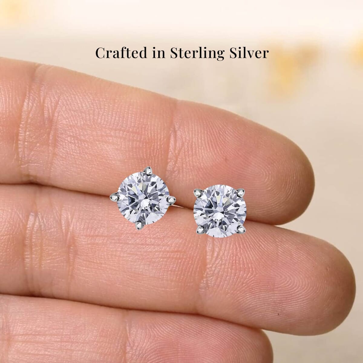 Luxuriant Lab Grown Diamond E-F VS 0.50 ctw Solitaire Stud Earrings in Rhodium Over Sterling Silver image number 7