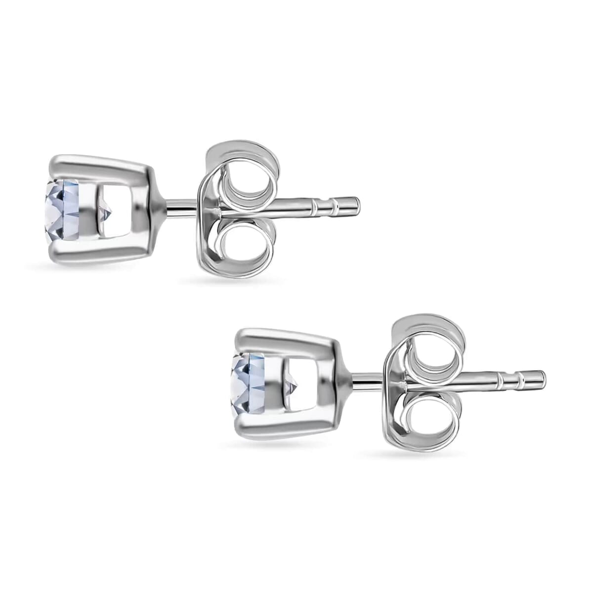 Luxuriant Lab Grown Diamond E-F VS 0.50 ctw Solitaire Stud Earrings in Rhodium Over Sterling Silver image number 11
