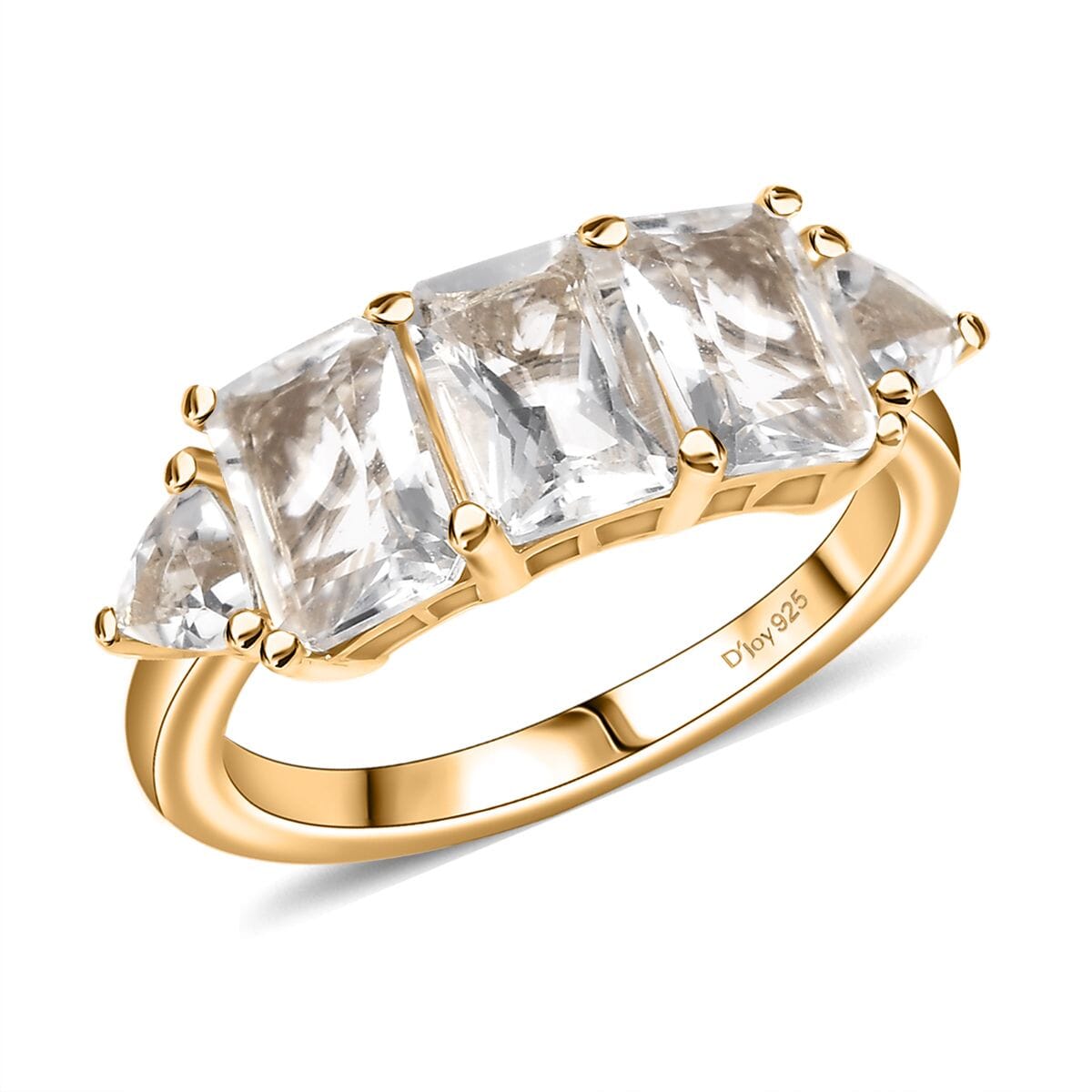D'Joy Petalite 2.70 ctw Trilogy Ring in 18K Vermeil Yellow Gold Over Sterling Silver (Size 10.0)  image number 0