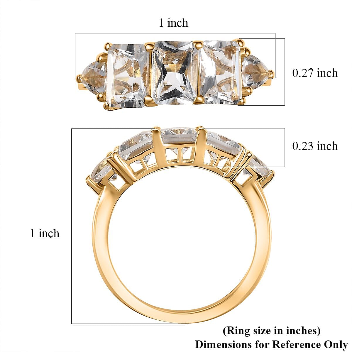 D'Joy Petalite 2.70 ctw Trilogy Ring in 18K Vermeil Yellow Gold Over Sterling Silver (Size 10.0) 