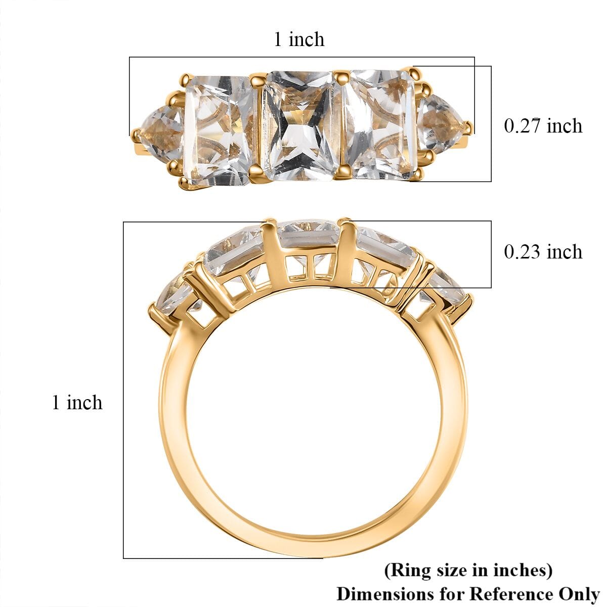 D'Joy Petalite 2.70 ctw Trilogy Ring in 18K Vermeil Yellow Gold Over Sterling Silver (Size 10.0)  image number 5