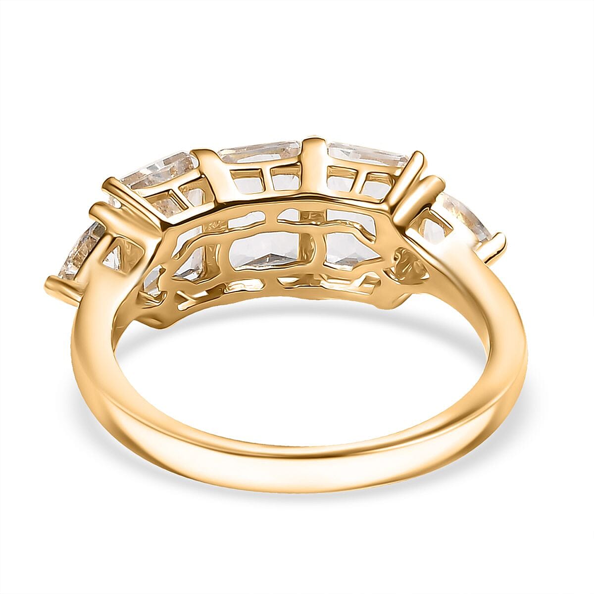 D'Joy Petalite 2.70 ctw Trilogy Ring in 18K Vermeil Yellow Gold Over Sterling Silver (Size 8.0)  image number 4