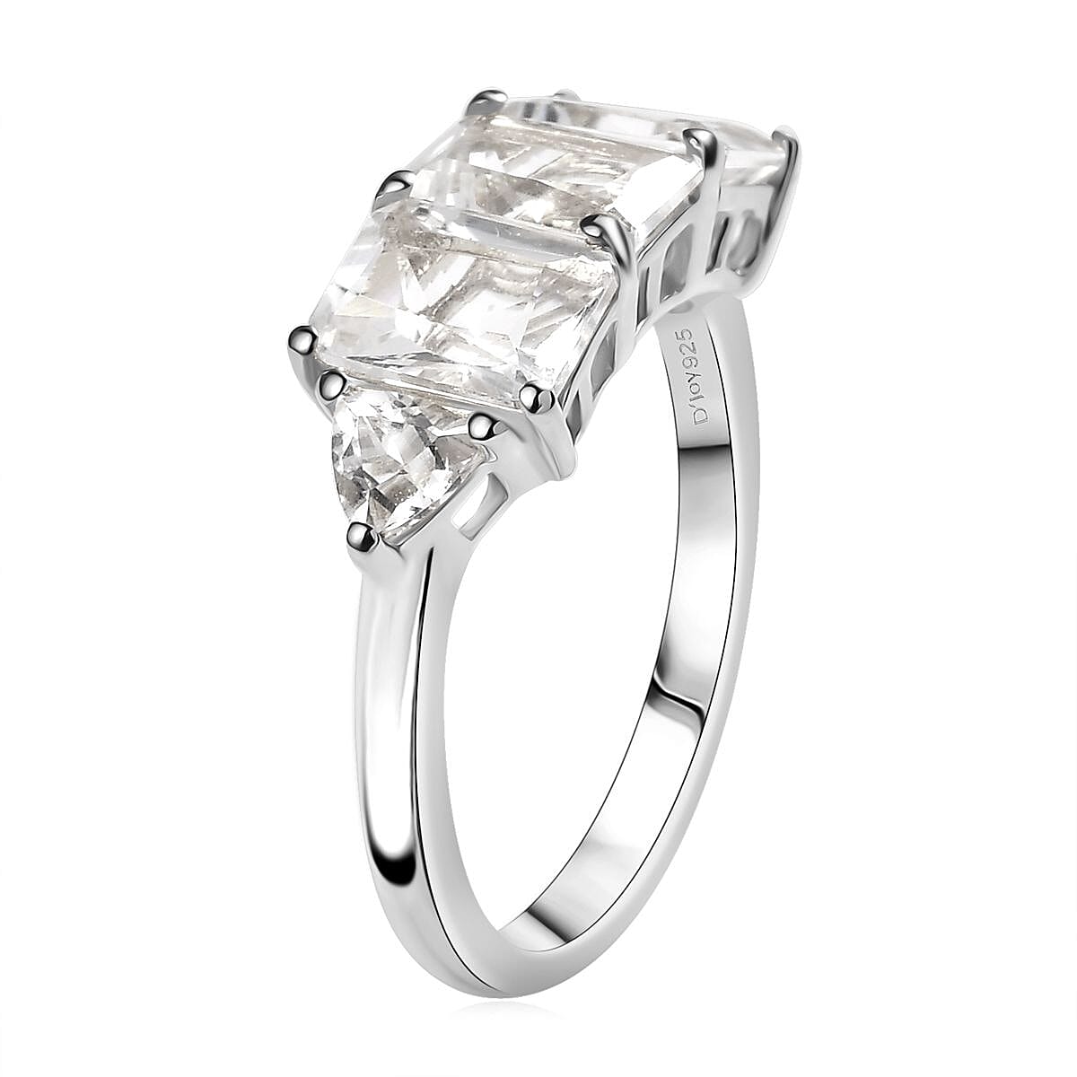D'Joy Petalite 2.70 ctw Trilogy Ring in Rhodium Over Sterling Silver (Size 6.0)  image number 3