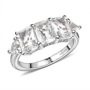 D'Joy Petalite 2.70 ctw Trilogy Ring in Rhodium Over Sterling Silver (Size 7.0) 