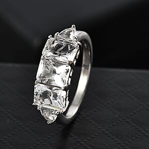 D'Joy Petalite 2.70 ctw Trilogy Ring in Rhodium Over Sterling Silver (Size 8.0) 