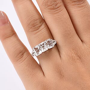 D'Joy Petalite 2.70 ctw Trilogy Ring in Rhodium Over Sterling Silver (Size 8.0) 