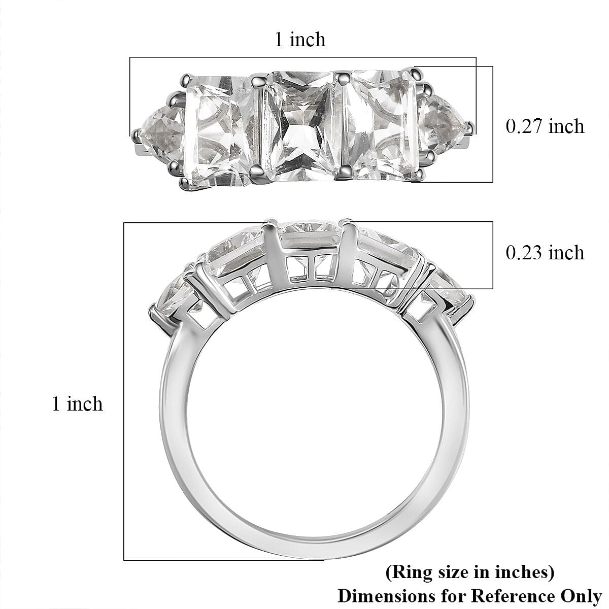 D'Joy Petalite 2.70 ctw Trilogy Ring in Rhodium Over Sterling Silver (Size 8.0)  image number 5