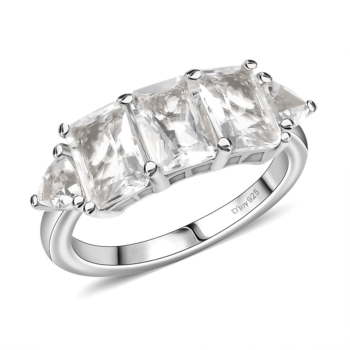 D'Joy Petalite 2.70 ctw Trilogy Ring in Rhodium Over Sterling Silver (Size 9.0)  image number 0