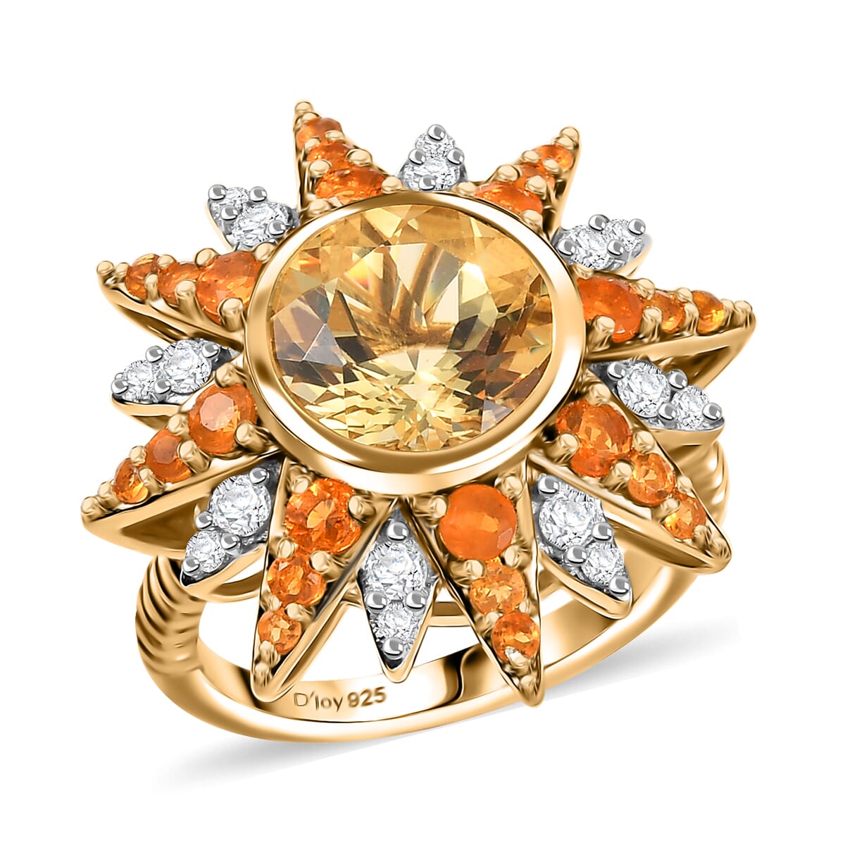 D'Joy Yellow Labradorite and Multi Gemstone 4.40 ctw Starfire Radiance Ring in 18K Vermeil Yellow Gold Over Sterling Silver (Size 10.0) image number 0