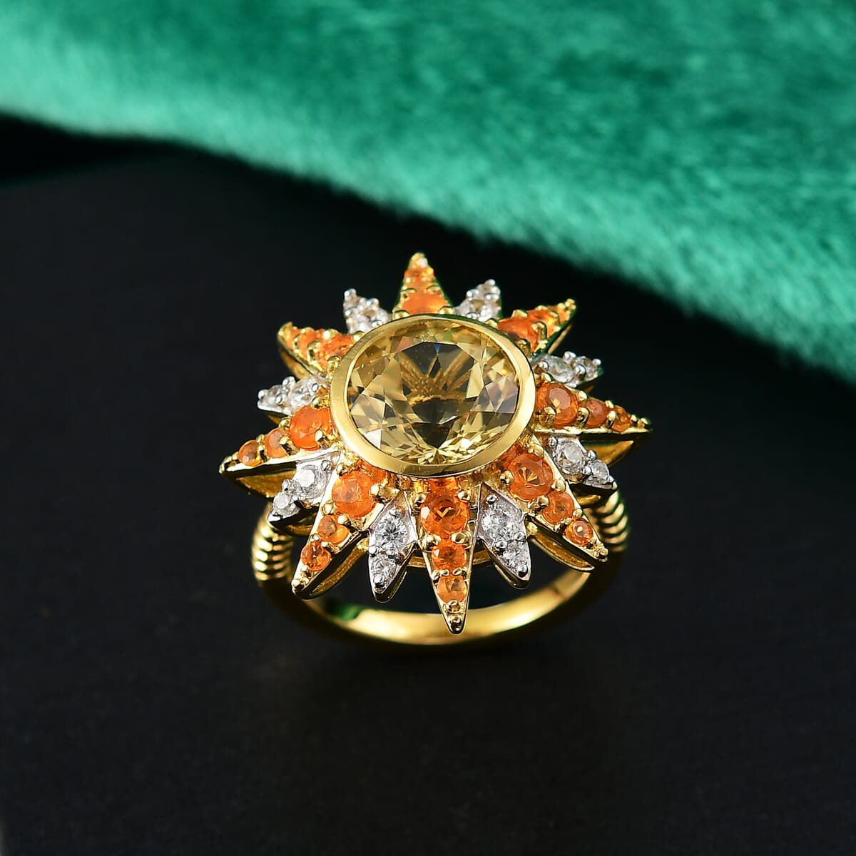 D'Joy Yellow Labradorite and Multi Gemstone 4.40 ctw Starfire Radiance Ring in 18K Vermeil Yellow Gold Over Sterling Silver (Size 10.0) image number 1