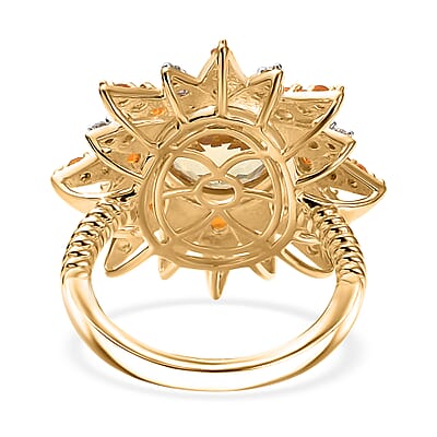 D'Joy Yellow Labradorite and Multi Gemstone 4.40 ctw Starfire Radiance Ring in 18K Vermeil Yellow Gold Over Sterling Silver (Size 10.0)
