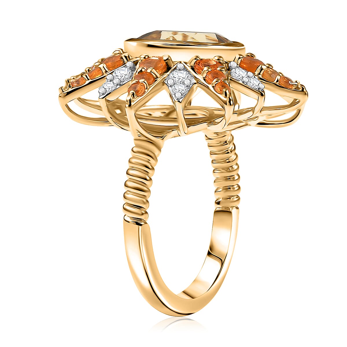 D'Joy Yellow Labradorite and Multi Gemstone 4.40 ctw Starfire Radiance Ring in 18K Vermeil Yellow Gold Over Sterling Silver (Size 6.0) image number 3