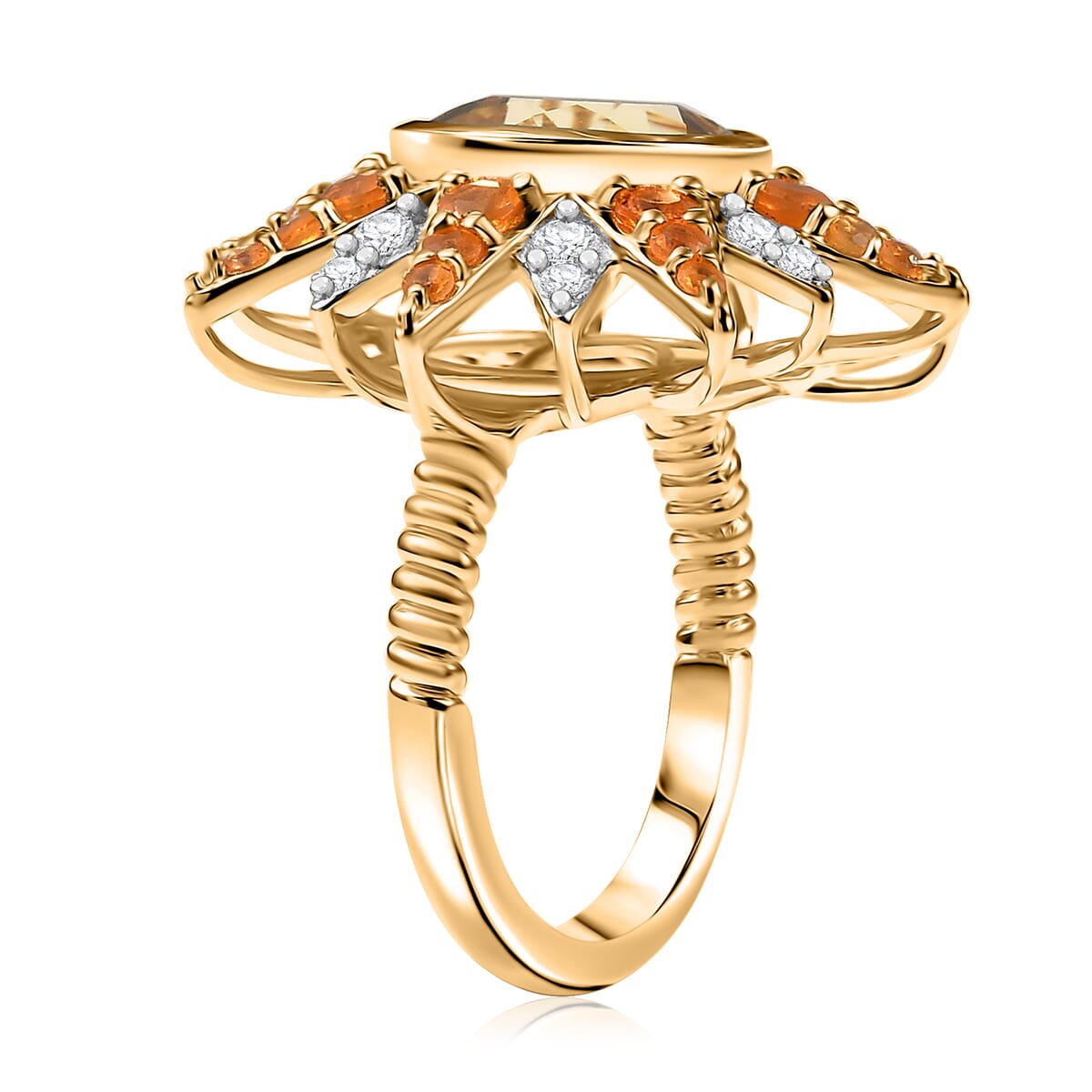 D'Joy Yellow Labradorite and Multi Gemstone 4.40 ctw Starfire Radiance Ring in 18K Vermeil Yellow Gold Over Sterling Silver (Size 9.0) image number 3