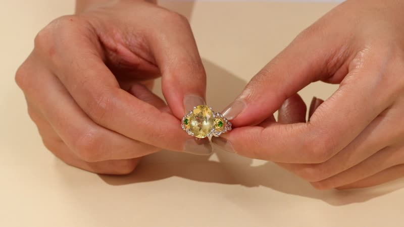 D'Joy Yellow Labradorite, Multi Gemstone Ring in 18K Vermeil YG and Rhodium Over Sterling Silver (Size 10.0) 5.40 ctw
