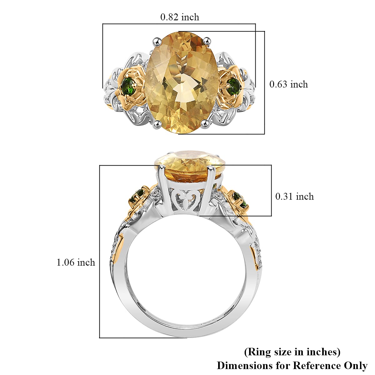 D'Joy Yellow Labradorite and Multi Gemstone 5.40 ctw Golden Bloom Ring in 18K Vermeil YG and Rhodium Over Sterling Silver (Size 10.0)