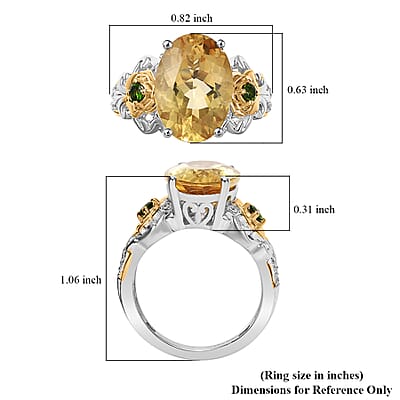 D'Joy Yellow Labradorite and Multi Gemstone 5.40 ctw Golden Bloom Ring in 18K Vermeil YG and Rhodium Over Sterling Silver (Size 10.0)