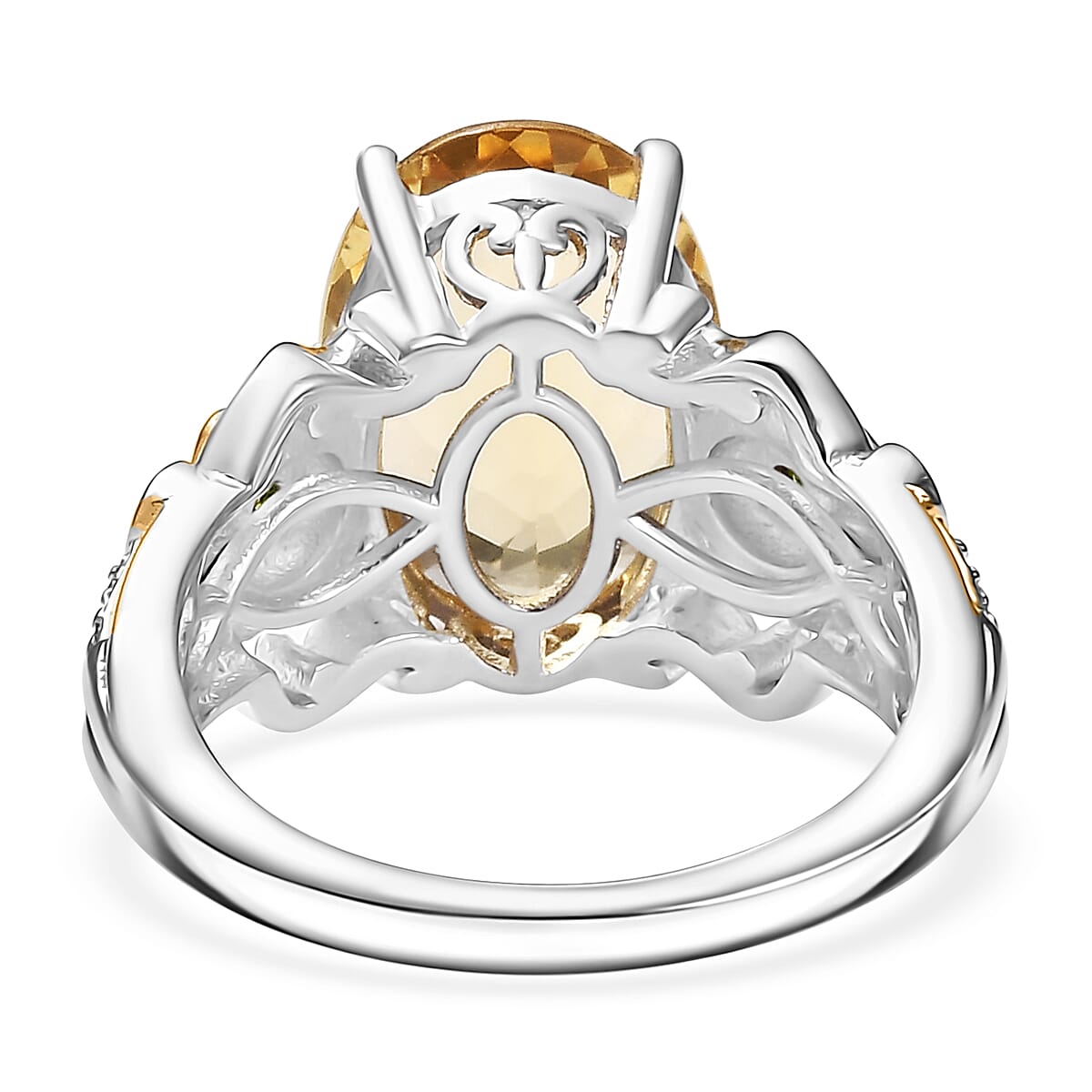 D'Joy Yellow Labradorite and Multi Gemstone 5.40 ctw Golden Bloom Ring in 18K Vermeil YG and Rhodium Over Sterling Silver (Size 6.0) image number 3