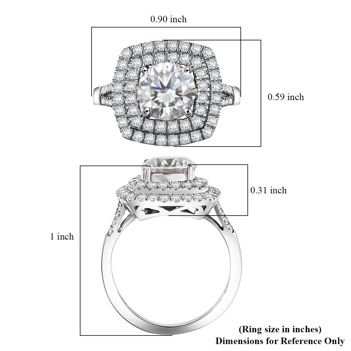 D'Joy Moissanite 2.60 ctw Celestial Halo Ring in Rhodium Over Sterling Silver (Size 5.0)  image number 5