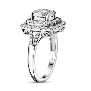 D'Joy Moissanite 2.60 ctw Celestial Halo Ring in Rhodium Over Sterling Silver (Size 8.0) 