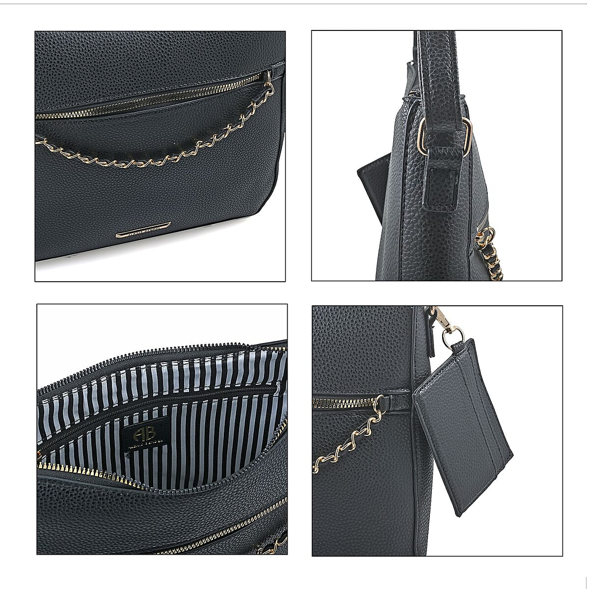 Alexis Bendel Black Faux Leather Shoulder Bag image number 4