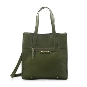 Alexis Bendel Olive Faux Leather Shoulder Bag with Top Handle