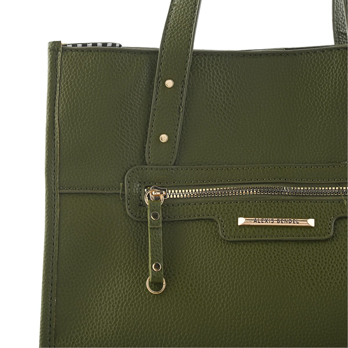Alexis Bendel Olive Faux Leather Shoulder Bag with Top Handle image number 6