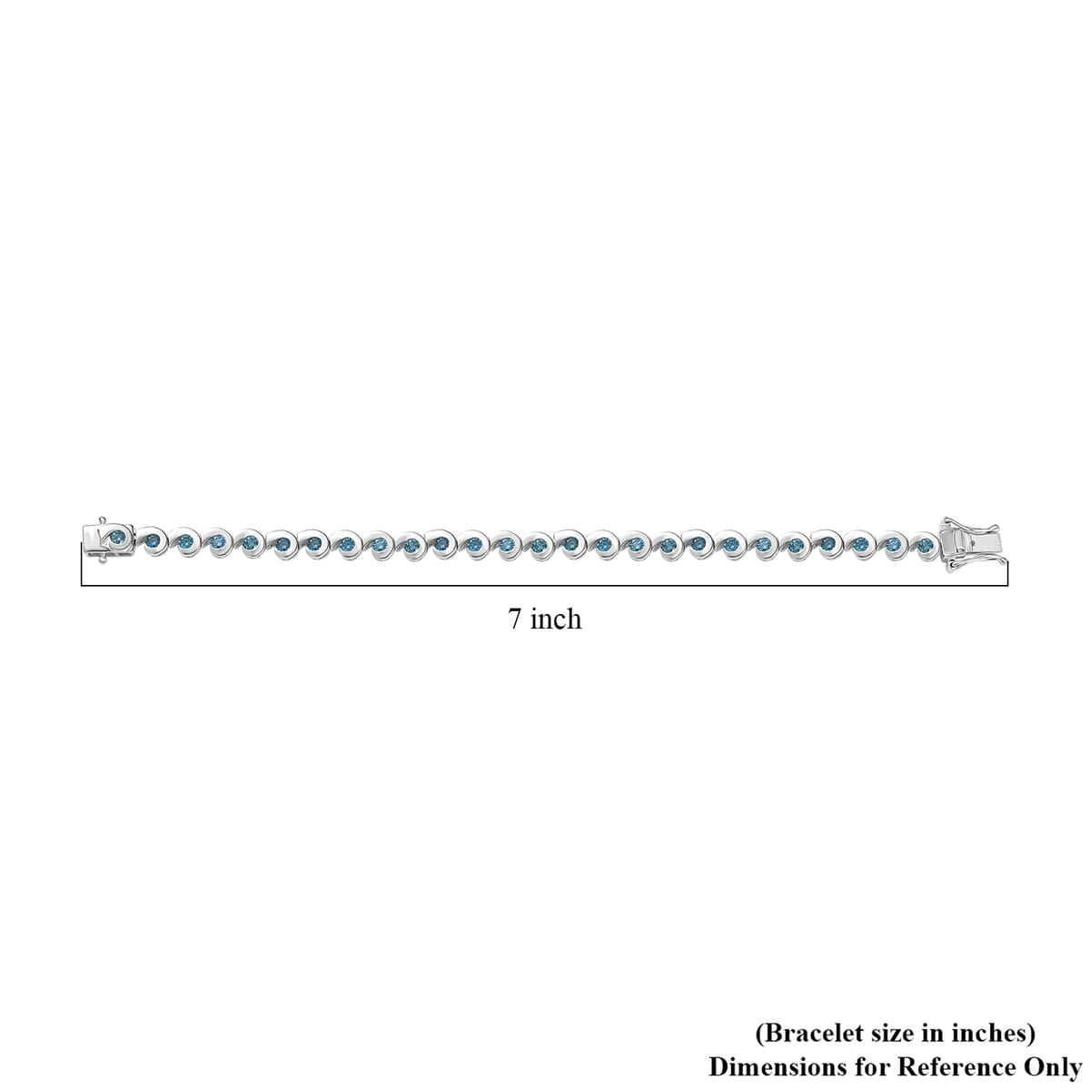 Luxuriant Lab Grown Blue Diamond (IR) 2.80 ctw Waves of Light Bracelet in Rhodium Over Sterling Silv (6.50 In)  image number 4